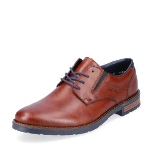 Rieker Mens Tan/Navy Leather Combination Laced Shoe 14621-24