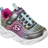 Skechers Kids Lights Black/Multi Velcro Trainer 302321L/BKMT