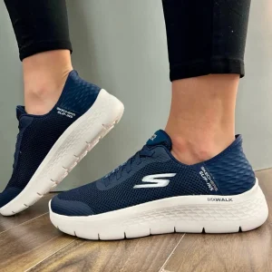 Skechers Ladies Navy Hands Free Slip-Ins Trainer 124836/NVW