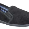 Sleepers Mens Black Memory Foam Slippers