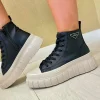S.Oliver Ladies Black Hi-Top Chunky Sole Laced/Zip Trainer 25233-43 001