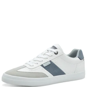 S.Oliver Mens White/Blue Combination Laced Trainer 13609-44 183
