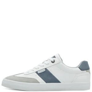 S.Oliver Mens White/Blue Combination Laced Trainer 13609-44 183