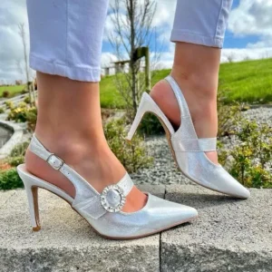 Sorento Ladies Crystal Frosted Closed Toe Heeled Sandal HESKIN