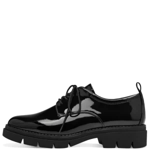 Tamaris Black Patent Chunky Sole Laced Shoe 23302-41 018