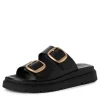 Tamaris Black Soft Leather Buckles Mule Slider 27239-42 003