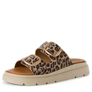 Tamaris Leopard Soft Leather Buckles Mule Slider 27239-42 360