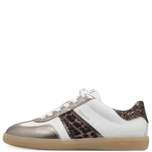 Tamaris Leopard/Gold Combination Gum Sole Trainer 23624-43-329