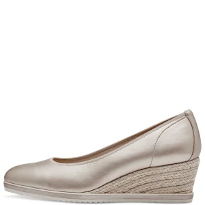 Tamaris Light Gold Espadrille Wedge Shoe 22305-42 933