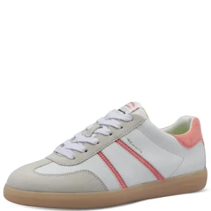 Tamaris Peach Combination Laced Gum Sole Trainer 23624-43-685