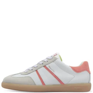 Tamaris Peach Combination Laced Gum Sole Trainer 23624-43-685