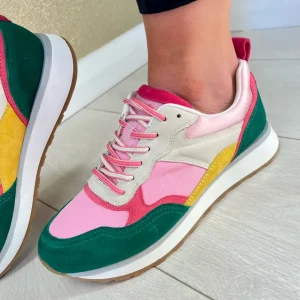 Tamaris Pink Combination Laced Trainer 23741-43-514