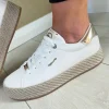 Tamaris White/Gold Combination Laced Trainer 23713-42-190