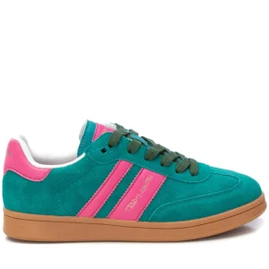 Teddy Smith Ladies Green Combination Suede Leather Laced Trainer 120007