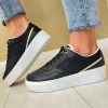 Tommy Hilfiger Black/White/Gold Platform Monogram Trainer 08121