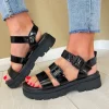 Una Healy Ladies Black Patent Straps Sandal SOMETHING