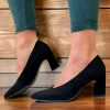 Unisa Ladies Black Suede Leather Low-Cut Heeled Court Shoe KRAMP
