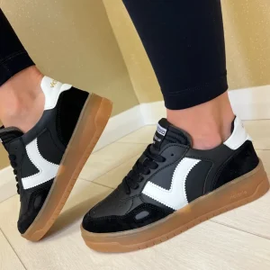 Victoria Ladies Black Combination Gum Sole Laced Trainer 257126