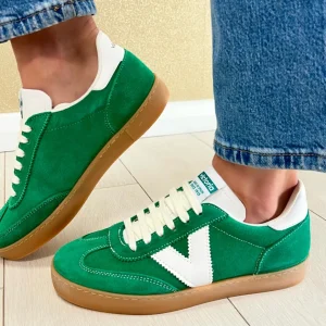 Victoria Ladies Green Suede Leather Gum Sole Trainer 1126212