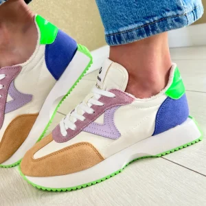 Victoria Ladies Green/Multi Colour Laced Trainer 1134113
