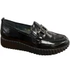 Waldläufer Ladies Black Patent Leather Loafer Shoe LORELA 749504