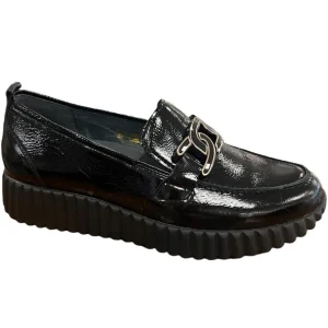 Waldläufer Ladies Black Patent Leather Loafer Shoe LORELA 749504