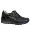 Waldläufer Ladies Black Soft Leather Laced/Zip Wedge Trainer CLARA 939011
