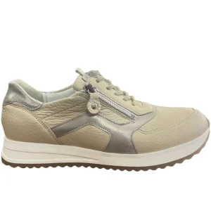 Waldläufer Ladies Ivory Combination Leather Laced/Zip Shoe H-VICKY 752002