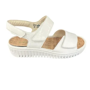 Waldläufer Ladies Off White Patent/Leather Velcro Straps Sandal WILLOW 955001