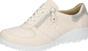 Waldläufer Ladies Pearl/Silver Leather Combination Laced/Zip Shoe HAVY 389H01