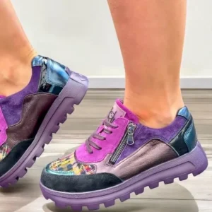 Waldläufer Ladies Purple/Black Multi Laced/Zip Trainer AJALA 993004