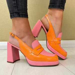 Wonders Ladies Apricot/Blush Sling-Back Block Heel Sandal H-5930