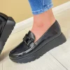 Wonders Ladies Black Patent Leather Chain Loafer Shoe A-2474