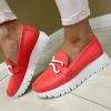 Wonders Ladies Coral Leather Chain Loafer Shoe A-2480