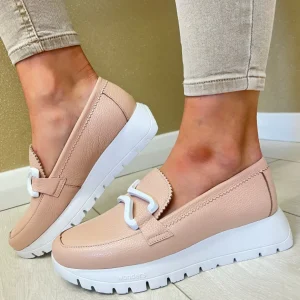 Wonders Ladies Nude Chain Loafer Shoe A-2480