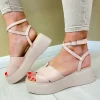 Wonders Ladies Nude Leather Sandal A-3712