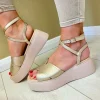 Wonders Ladies Soft Gold Leather Sandal A-3712