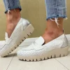 Wonders Ladies White/Silver Loafer Shoe C-33314