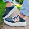Wonders Navy/Copper Combination Bungee Lace Slip-On Trainer A-3625