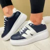Wonders Navy/Off White Combination Bungee Lace Slip-On Trainer A-2670