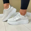 Wonders Off White/Silver Combination Bungee Lace Slip-On Trainer A-3625