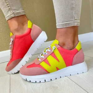 Wonders Rose/Coral Bungee Lace Slip-On Trainer A-2476
