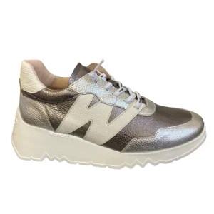 Wonders Silver/Pewter Combination Bungee Lace Slip-On Trainer E-6760