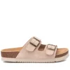 XTI Ladies Beige Faux Suede Buckles Mule Sandal 142552