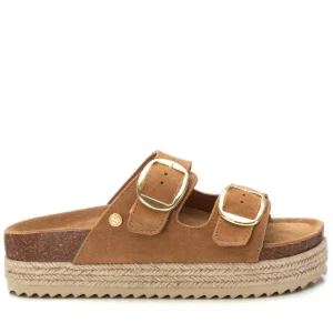 XTI Ladies Camel Faux Suede Espadrille Mule Sandal 143635