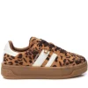 XTI Ladies Leopard Combination Flatform Laced Trainer 143644