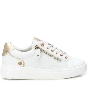 XTI Ladies White Combination Laced/Zip Trainer 143629