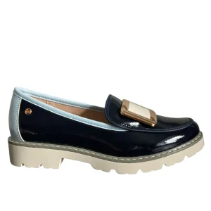 Zanni & Co Whipped Cobalt Patent Buckle Court Shoe YEN ONE