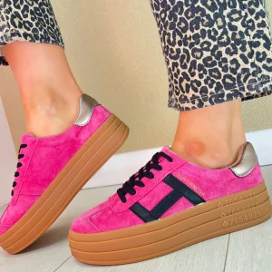 Drilleys Ladies Fuchsia Pink Laced Chunky Gum Sole Trainer SIXTY EIGHT