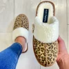Hush Puppies Ladies Leopard Print Warm Lined Mule Slippers ARIANA